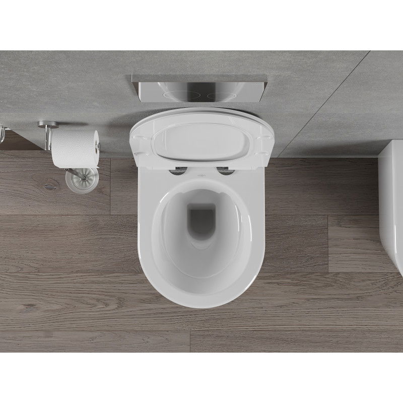 Mexen Rico WC misa bezokrajová s pomaly sklopnou doskou slim, duroplast, biely lesk - 30720100