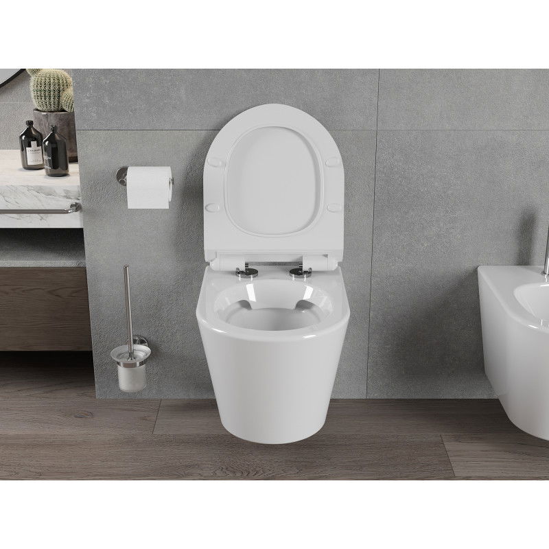 Mexen Rico WC misa bezokrajová s pomaly sklopnou doskou slim, duroplast, biely lesk - 30720100