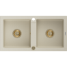 Mexen Mario žulový drez 2-komorový 820 x 436 mm, béžový, sifón zlatý - 6504822000-69-G