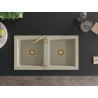Mexen Mario granitový drez 2-komorový 820 x 436 mm, béžový, zlatý sifón - 6504822000-69-G
