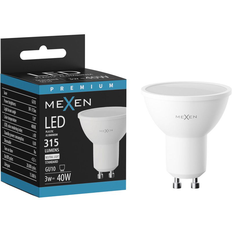 Mexen Nova LED žiarovka GU10, 3W, Neutrálna - 4000K, 315 lm - L107-GU10-0340-01