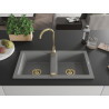Mexen Mario drez granitový 2-komorový 820 x 436 mm, sivý, sifón zlatý - 6504822000-71-G
