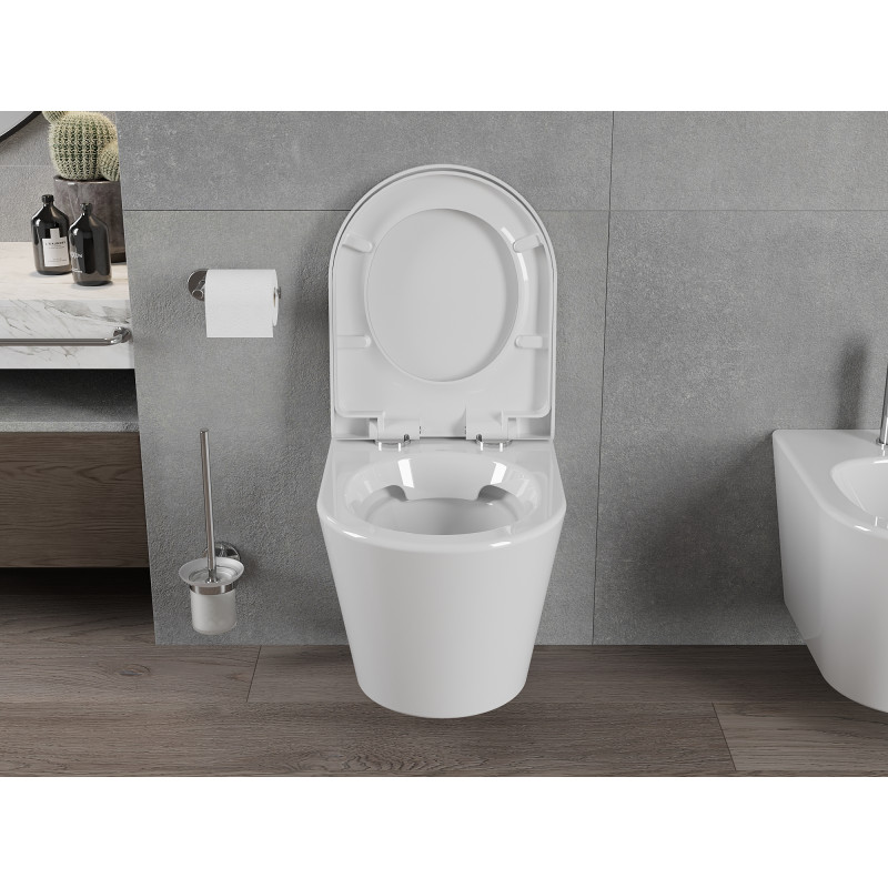 Mexen Rico WC misa Rimless s pomaly sklápajúcim tvrdým doskou, duroplast, biela lesklá - 30720200