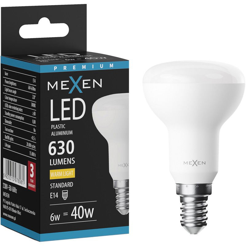 Mexen Nova LED žiarovka E14, R50, 6W, Teplá - 3000K, 630 lm - L103-E14-0630-01