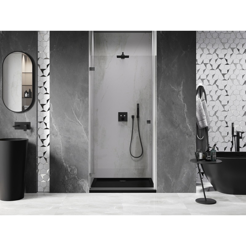 Mexen Lunar-B ľavé skladacie sprchové dvere 50 cm, transparentné, brúsená gun gray - 832-050-000-66-00-L