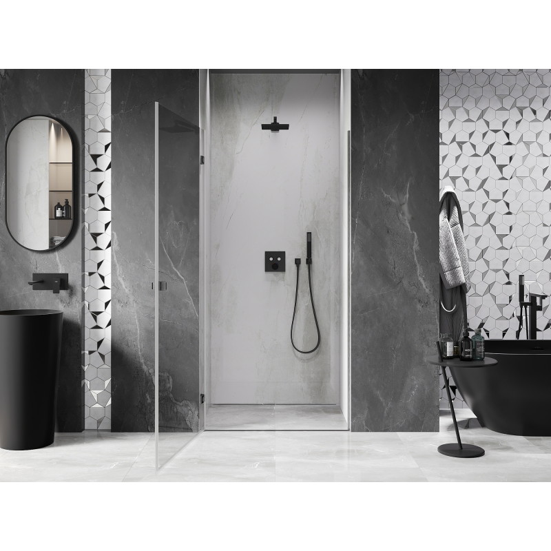 Mexen Lunar-B ľavé skladacie sprchové dvere 50 cm, transparentné, brúsená gun gray - 832-050-000-66-00-L