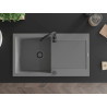 Mexen Leo granitový drez 1-komorový s odkvapkávačom 900 x 500 mm, sivý, čierny sifón - 6501901010-71-B