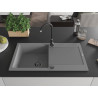 Mexen Leo granitový drez 1-komorový s odkvapkávačom 900 x 500 mm, sivý, čierny sifón - 6501901010-71-B