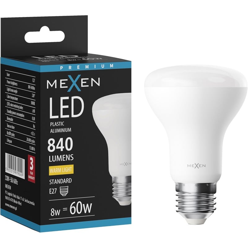 Mexen Nova LED žiarovka E27, R63, 8W, Teplá - 3000K, 840 lm - L104-E27-0830-01
