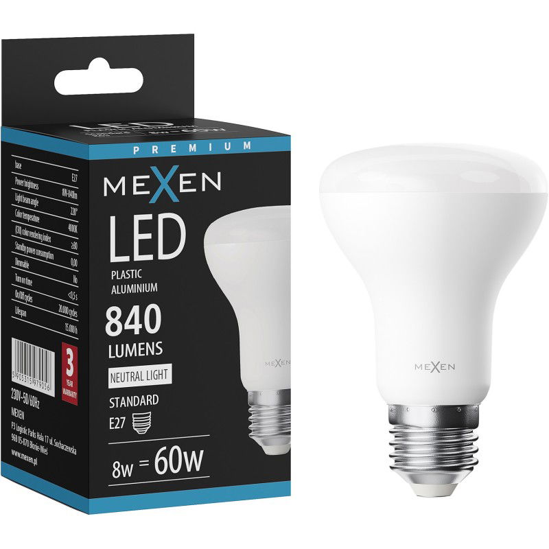 Mexen Nova LED žiarovka E27, R63, 8W, Neutrálna - 4000K, 840 lm - L104-E27-0840-01