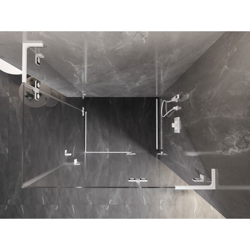 Mexen Lunar L Duo pravá výkyvná sprchová kabína 120 x 115 cm, transparentná, biela - 834L-120P-115L-20-00