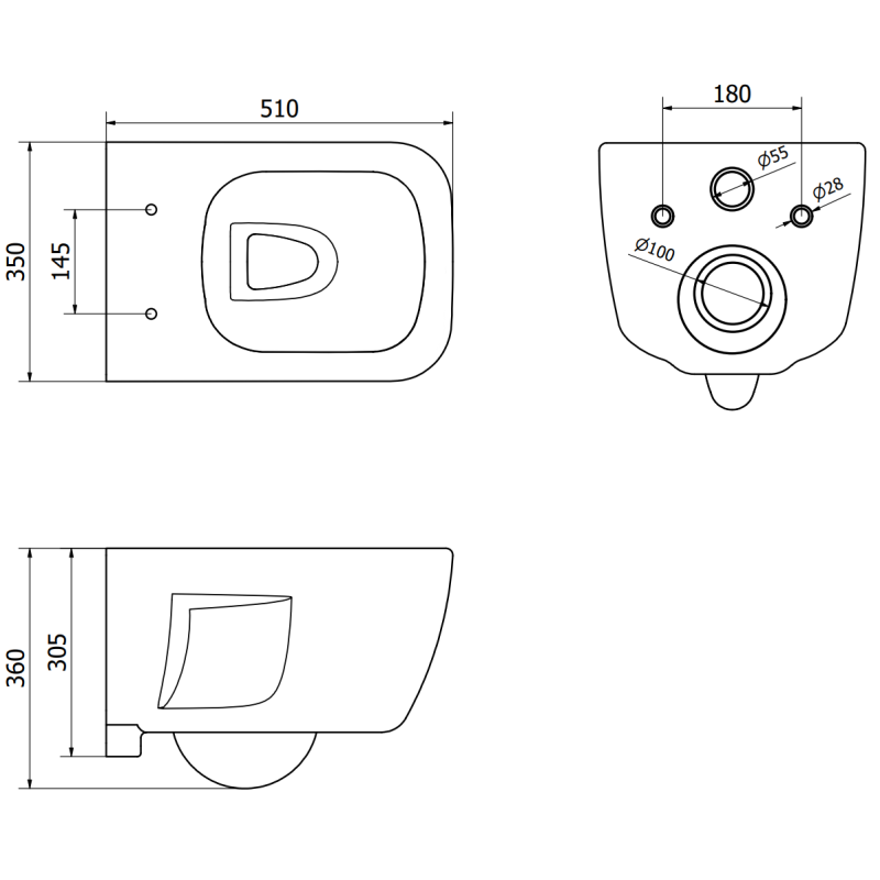 Mexen podomietkový WC set, rám Fenix XS-F s WC misou Margo, biely lesk - 6803342XX00