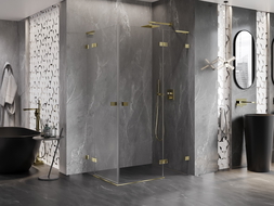 Mexen Lunar L Duo sprchová kabína otvárateľná pravá 115 x 85 cm, transparentná, zlatá - 834L-115P-085L-50-00