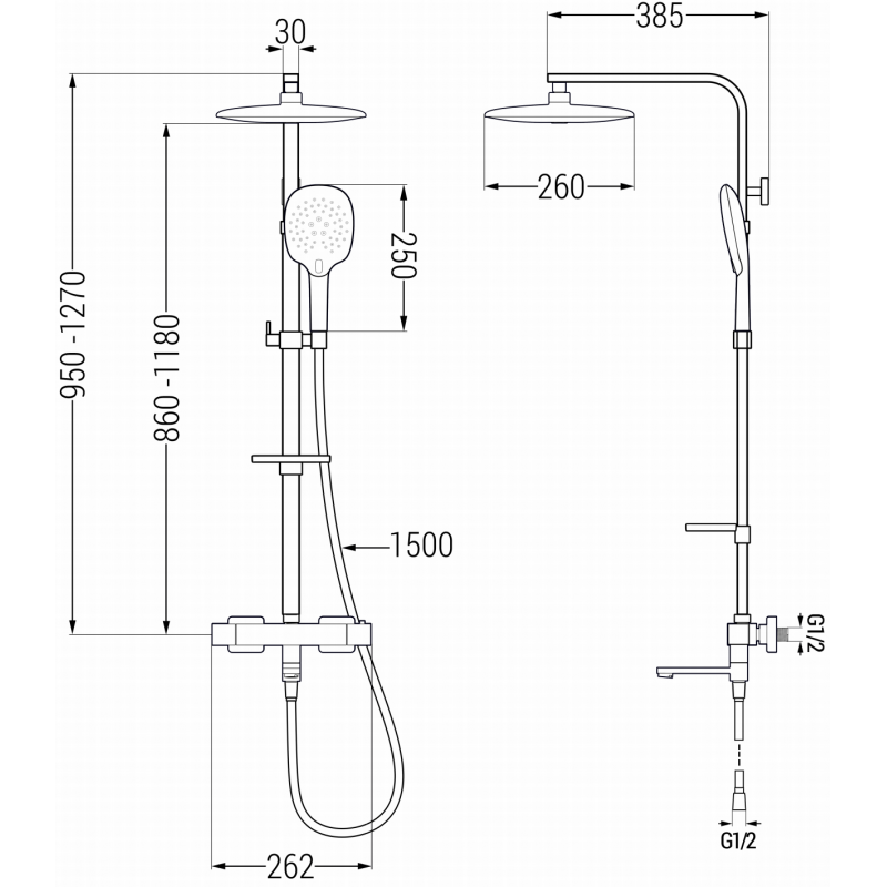 Mexen CQ22 súprava vaňovo-sprchová so sprchovou hlavicou a termostatickou batériou, chróm - 779102295-00