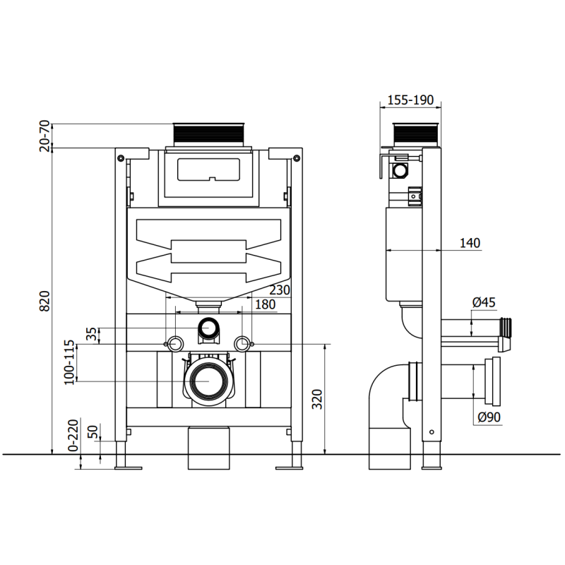 Mexen podomietková WC sada stelaž Fenix XS-U s WC misou Rico a doskou s pomalým zatváraním, tmavošedý mat - 68530724071