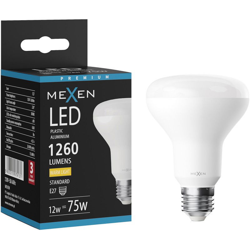 Mexen Nova LED žiarovka E27, R80, 12W, Teplá - 3000K, 1260 lm - L105-E27-1230-01