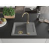 Mexen Enzo jednodrezový granitový drez s odkvapkávacou plochou 576 x 465 mm, šedý, odtok zlatý - 6506571005-71-G