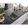 Mexen Enzo jednodrezový granitový drez s odkvapkávacou plochou 576 x 465 mm, šedý, odtok zlatý - 6506571005-71-G