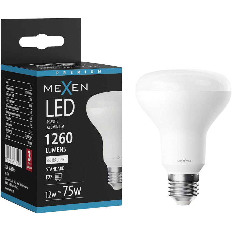 Mexen Nova LED žiarovka E27, R80, 12W, Neutrálna - 4000K, 1260 lm - L105-E27-1230-01 - L105-E27-1240-01