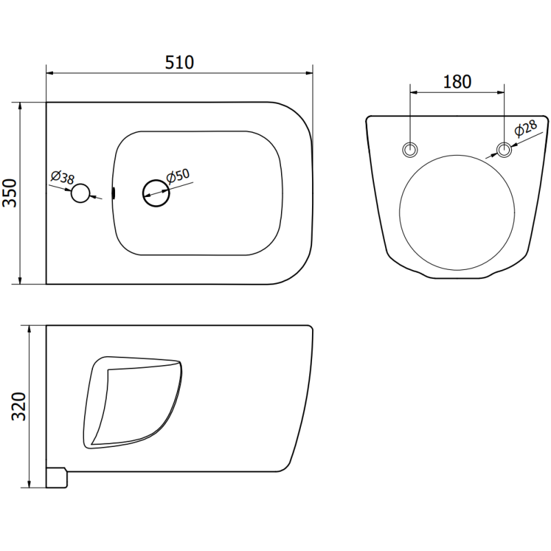 Mexen podomietkový bidetový set rám Fenix B s bidetom Margo, biely - 69935425100
