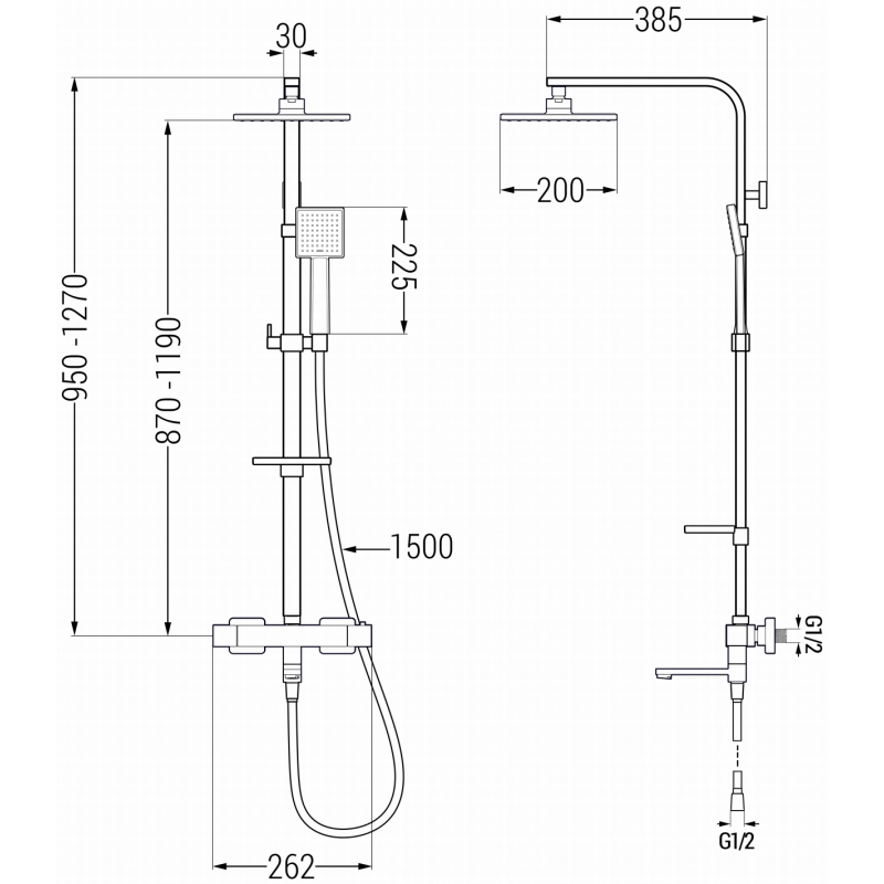 Mexen CQ45 sada vaňovo-sprchová so sprchou a termostatickou batériou, chróm - 779104595-00