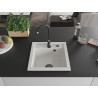 Mexen Vito granitový drez s 1 komorou 520 x 490 mm, biely, čierny sifón - 6503521000-20-B