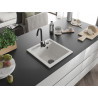 Mexen Vito granitový drez s 1 komorou 520 x 490 mm, biely, čierny sifón - 6503521000-20-B