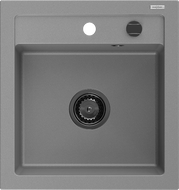 Mexen Vito žulový drez s 1 komorou 520 x 490 mm, sivý, čierny sifón - 6503521000-71-B