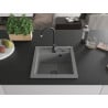 Mexen Vito žulový drez s 1 komorou 520 x 490 mm, sivý, čierny sifón - 6503521000-71-B