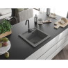 Mexen Vito granitoý drez 1-komorový 520 x 490 mm, sivý, čierny sifón - 6503521000-71-B
