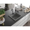 Mexen Vito žulový drez s 1 komorou 520 x 490 mm, sivý, čierny sifón - 6503521000-71-B