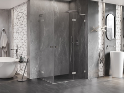 Mexen Lunar L Duo sprchový kút s dverami otváranými doprava 105 x 90 cm, priehľadný, brúsený nikel - 834L-105P-090L-97-00