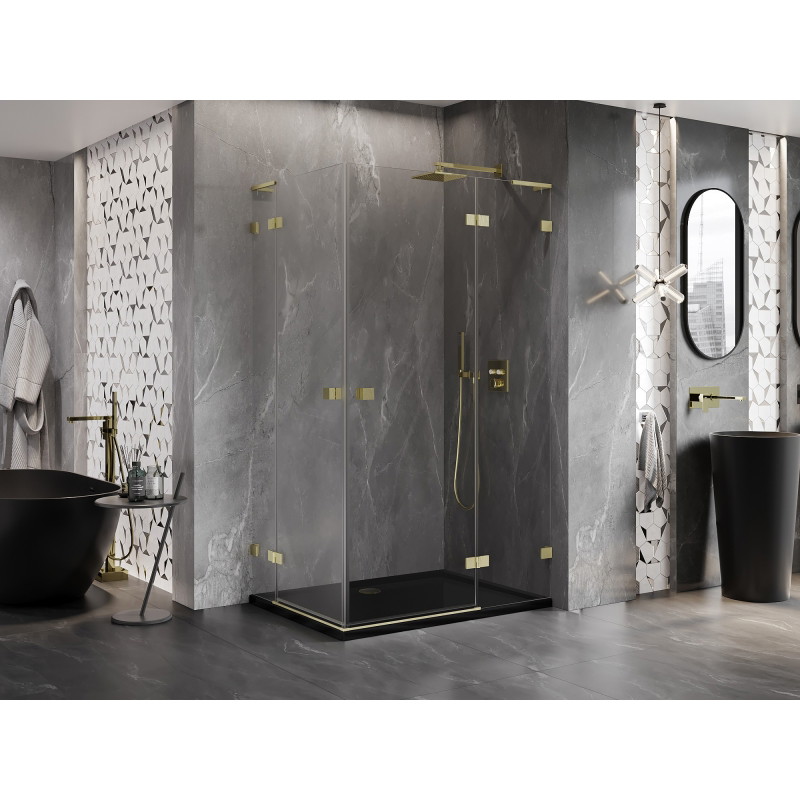 Mexen Lunar L Duo sprchová kabína pravá 115 x 75 cm, transparentná, zlatá brúsená - 834L-115P-075L-55-00