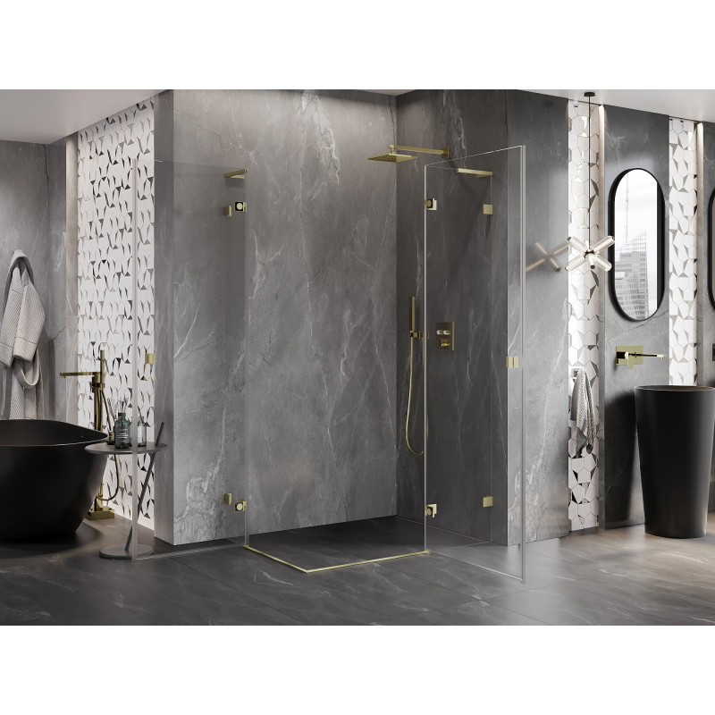 Mexen Lunar L Duo sprchová kabína pravá 115 x 75 cm, transparentná, zlatá brúsená - 834L-115P-075L-55-00