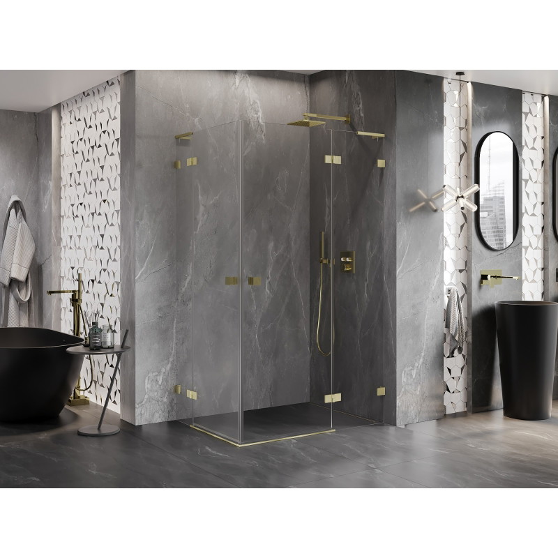 Mexen Lunar L Duo sprchová kabína pravá 115 x 75 cm, transparentná, zlatá brúsená - 834L-115P-075L-55-00