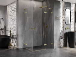 Mexen Lunar L Duo sprchová kabína pravá 115 x 75 cm, transparentná, zlatá brúsená - 834L-115P-075L-55-00