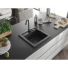 Mexen Vito žulový kuchynský drez s 1 komorou 520 x 490 mm, čierny so škvrnami, čierny sifón - 6503521000-76-B