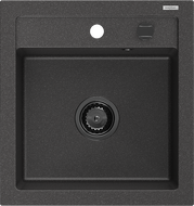 Mexen Vito žulový drez 1-komorový 520 x 490 mm, čierny škvrnitý, sifón čierny - 6503521000-76-B