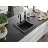 Mexen Vito, 1-komorový granitový drez 520 x 490 mm, čierny, čierny sifón - 6503521000-77-B
