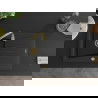 Mexen Cesar granitový jednokomorový drez s odkvapkávačom 775 x 470 mm, Čierna/Strieborná metalíza, Sifón Zlatá - 6514771010-73-G