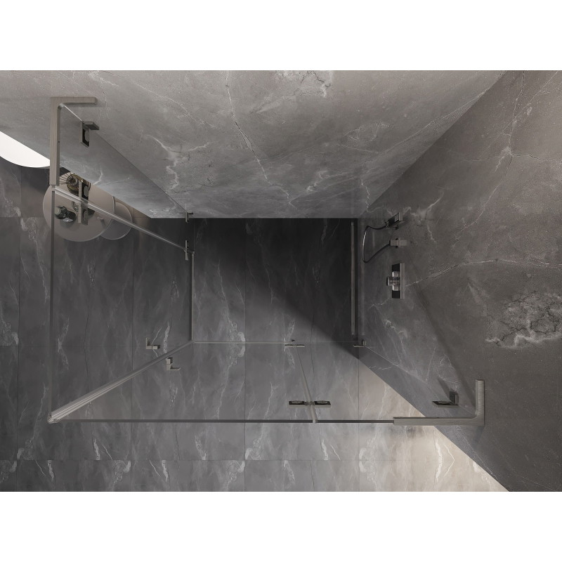 Mexen Lunar L Duo sprchový kút s otváracími dverami pravý 115 x 95 cm, transparentný, brúsený nikel