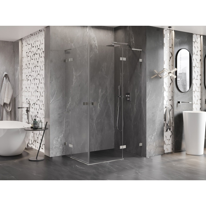 Mexen Lunar L Duo sprchová kabína pravá otváracia 120 x 115 cm, transparentná, brúsený nikel - 834L-120P-115L-97-00