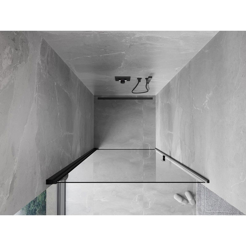 Mexen Mist-B sprchové dvere výkyvné 75 cm, transparentné, čierne - 8A2-075-000-70-00