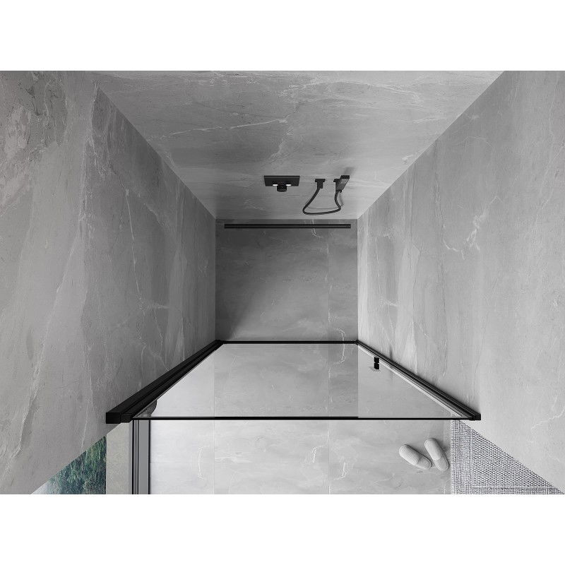 Mexen Mist-B sprchové dvere výklopné ľavé 70 cm, čierny rám, čierne - 8A2-070-000-70-70-L