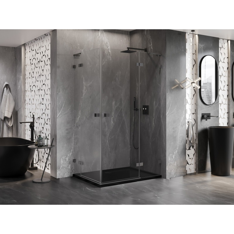 Mexen Lunar L Duo sprchová kabína s výklopnými dverami, pravá 100 x 95 cm, transparentná, gun metal - 834L-100P-095L-95-00