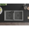 Mexen Mario dvojkomorový žulový drez 820 x 436 mm, sivý, čierny sifón - 6504822000-71-B