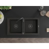 Mexen Mario žulový kuchynský drez 2-komorový 820 x 436 mm, čierny/zlatý metalik, sifón čierny - 6504822000-75-B