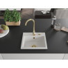 Mexen Milo granitový kuchynský drez s 1 komorou 435 x 410 mm, biely, sifón zlatý - 6505441000-20-G