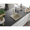 Mexen Milo Granitový kuchynský drez s 1 komorou 435 x 410 mm, béžový, zlatý sifón - 6505441000-69-G