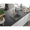 Mexen Milo granitový kuchynský drez 1-komorový 435 x 410 mm, sivý, sifón zlatý - 6505441000-71-G